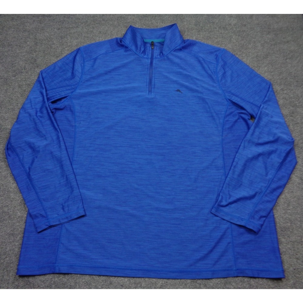 Tommy Bahama Island Zone 1/4 Zip Mens XL Blue Pullover Golf Performance Wicking